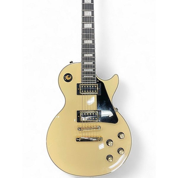 Used Epiphone Les Paul Custom Blackback Pro Antique Ivory Solid Body Electric Guitar