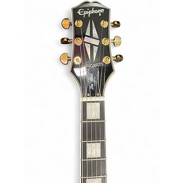 Used Epiphone Les Paul Custom Blackback Pro Antique Ivory Solid Body Electric Guitar