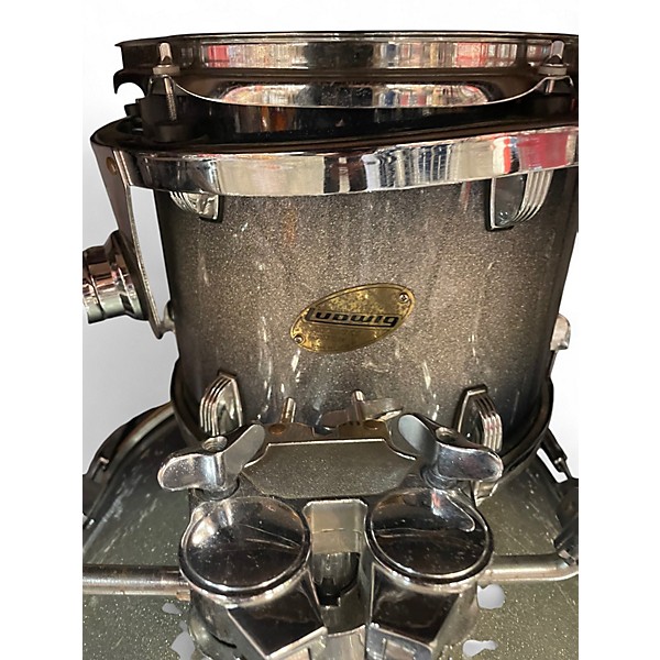 Used Ludwig 4 Piece Accent CS Custom Elite SILVER AND BLACK Drum Kit