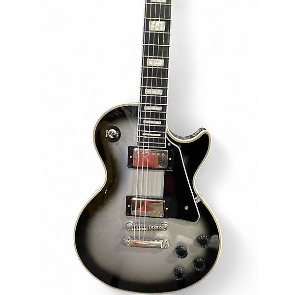 Used Epiphone Les Paul Custom Black and Silver Solid Body Electric Guitar