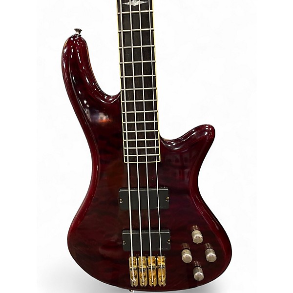 Used Schecter Guitar Research Stiletto Deluxe 4 String Wine Red Electric Bass Guitar