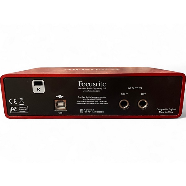 Used Focusrite Scarlett 2i2 studio Audio Interface