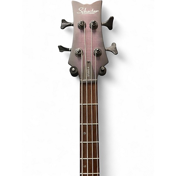 Used Schecter Guitar Research Stiletto Studio 4 String Fretless Trans Purple Electric Bass Guitar