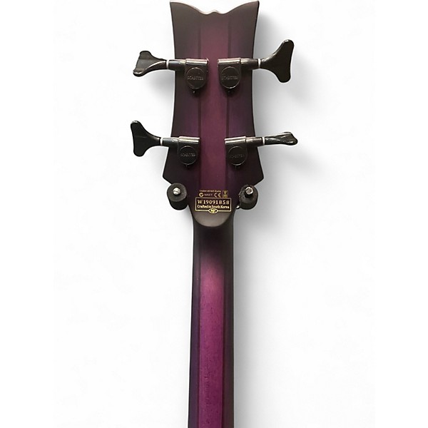 Used Schecter Guitar Research Stiletto Studio 4 String Fretless Trans Purple Electric Bass Guitar