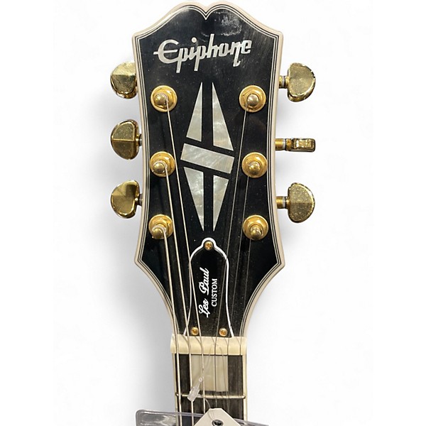 Used Epiphone Les Paul Custom Black and White Solid Body Electric Guitar