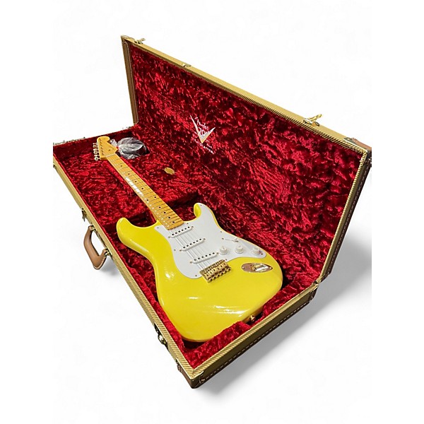 Used Fender Limited Edition 70th Anniversary 54 Stratocaster Relic Faded Aged Canary Yellow Solid Body Electric Guitar
