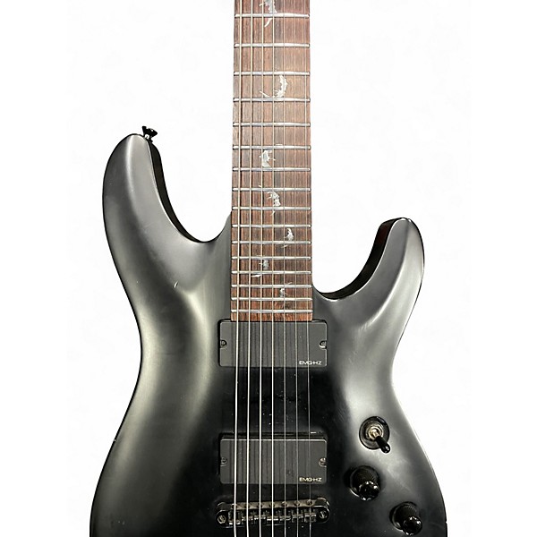 Used Schecter Guitar Research Damien 7 String Satin Black Solid Body Electric Guitar