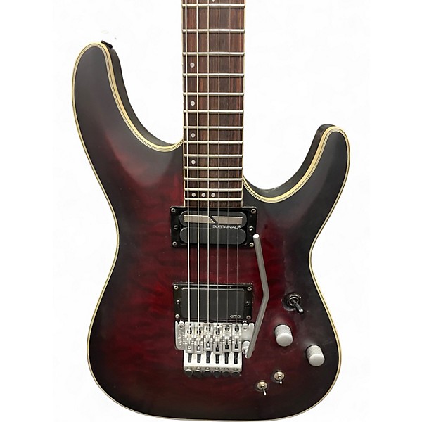 Used Schecter Guitar Research C1 Floyd Rose Platinum Sustaniac Candy Red Burst Solid Body Electric Guitar