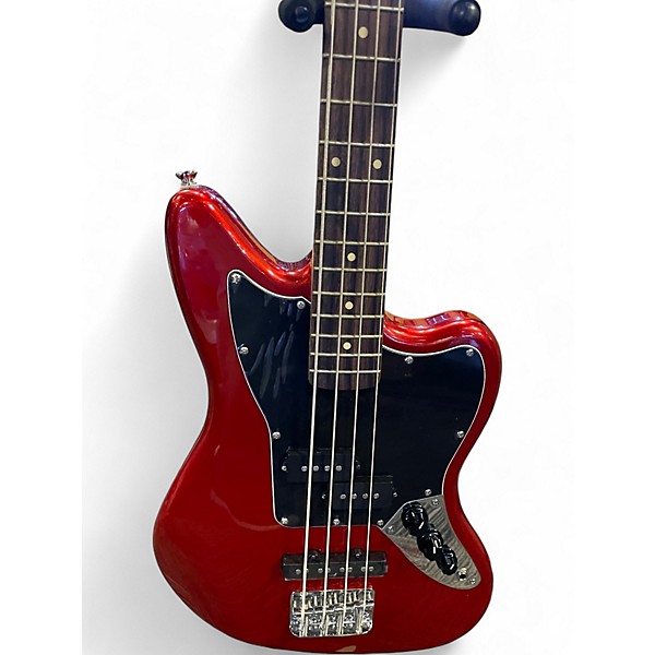 Used Squier JAGUAR BASS Candy Apple Red Electric Bass Guitar