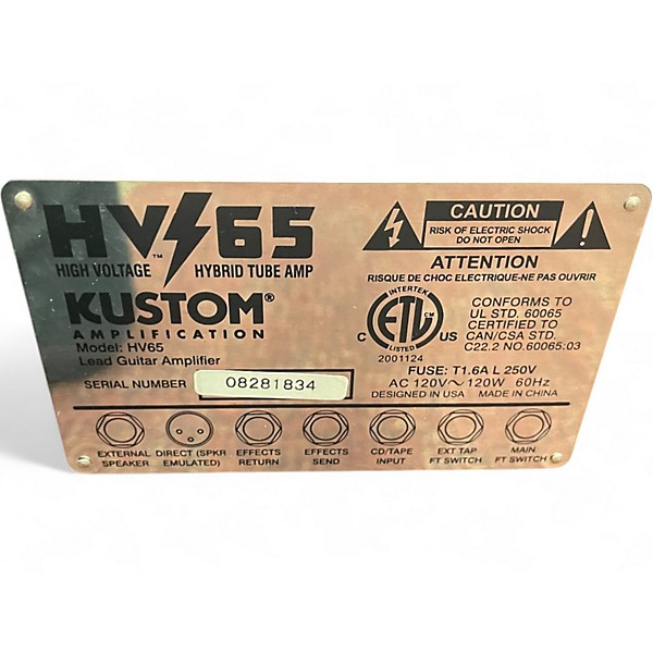 Used Kustom HV 65 Guitar Power Amp