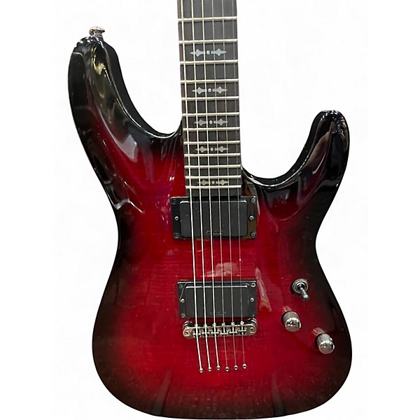 Used Schecter Guitar Research Demon 6 Crimson Red Burst Solid Body Electric Guitar