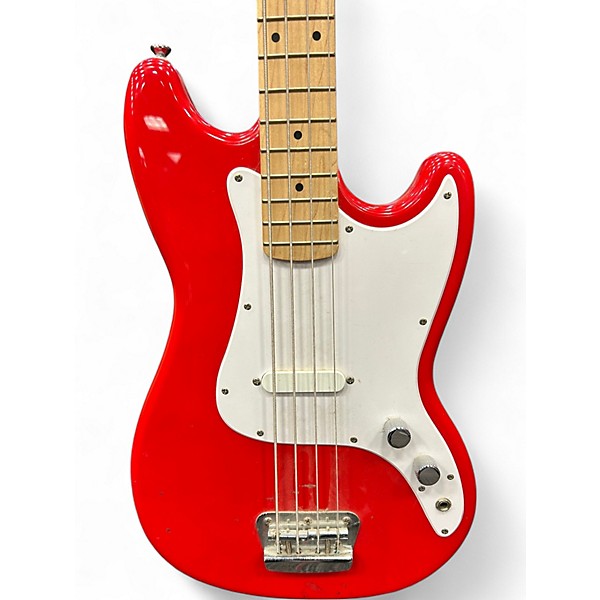 Used Squier Bronco Candy Apple Red Electric Bass Guitar