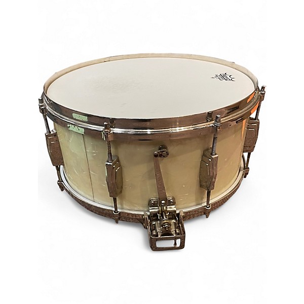Vintage 1940s Ludwig 6.5X14 SUPER SWING WHITE MARINE PEARL Drum