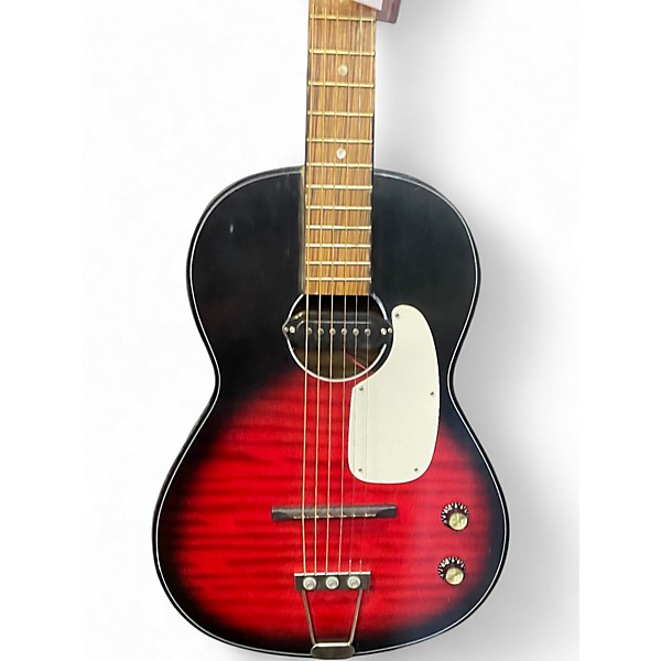 Used Kingston Parlor Dark Cherry Burst Acoustic Electric Guitar