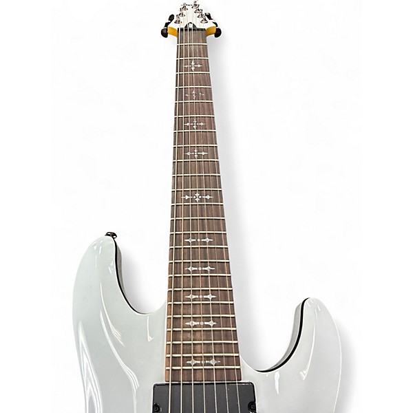 Used Schecter Guitar Research Demon 7 String White Solid Body Electric Guitar