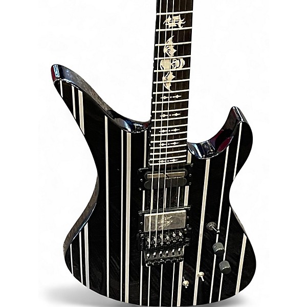 Used Schecter Guitar Research Synyster Gates Signature Custom S Black and Silver Solid Body Electric Guitar