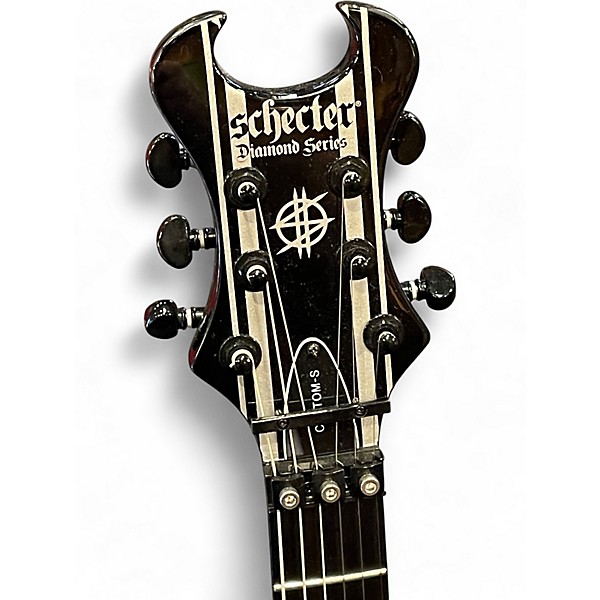Used Schecter Guitar Research Synyster Gates Signature Custom S Black and Silver Solid Body Electric Guitar