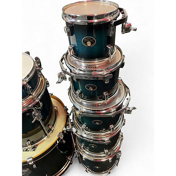 Used TAMA 8 Piece Silverstar Blue to Black Fade Drum Kit