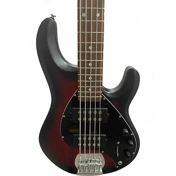 Used Sterling by Music Man STING RAY 5  SATIN RUBY RED BURST Electric Bass Guitar