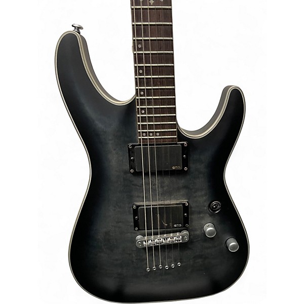 Used Schecter Guitar Research C1 Platinum Trans Black Solid Body Electric Guitar