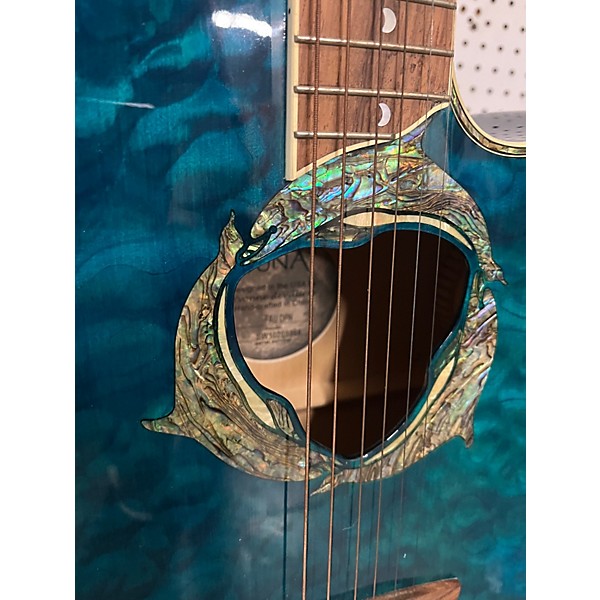 Used Luna FAU DPN Trans Blue Acoustic Electric Guitar