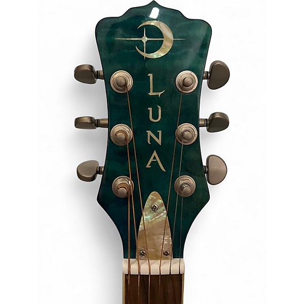 Used Luna FAU DPN Trans Blue Acoustic Electric Guitar