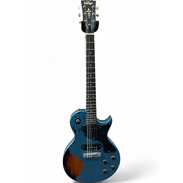 Used Vintage 120 UPGRADED PELHAM BLUE AND TOBACCO SUNBURST Solid Body Electric Guitar