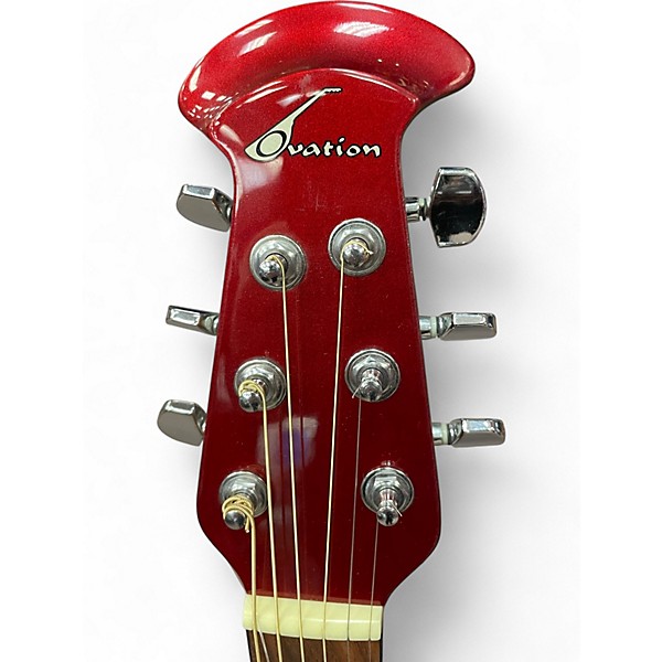 Used Ovation CK 057 Candy Apple Red Acoustic Electric Guitar
