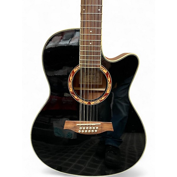 Used Ibanez AEF1812E Black 12 String Acoustic Electric Guitar