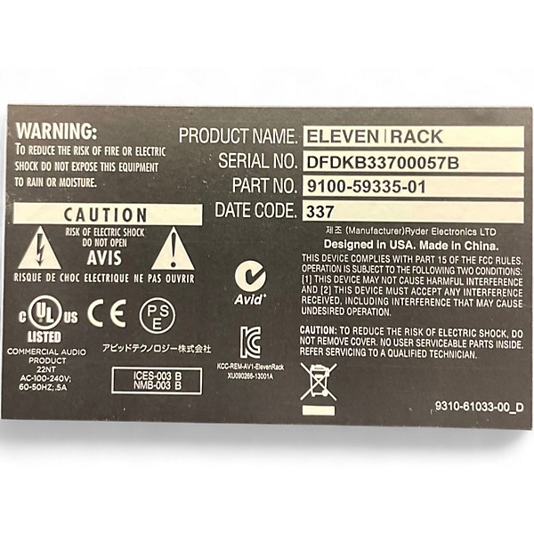 Used Avid Eleven Rack Audio Interface
