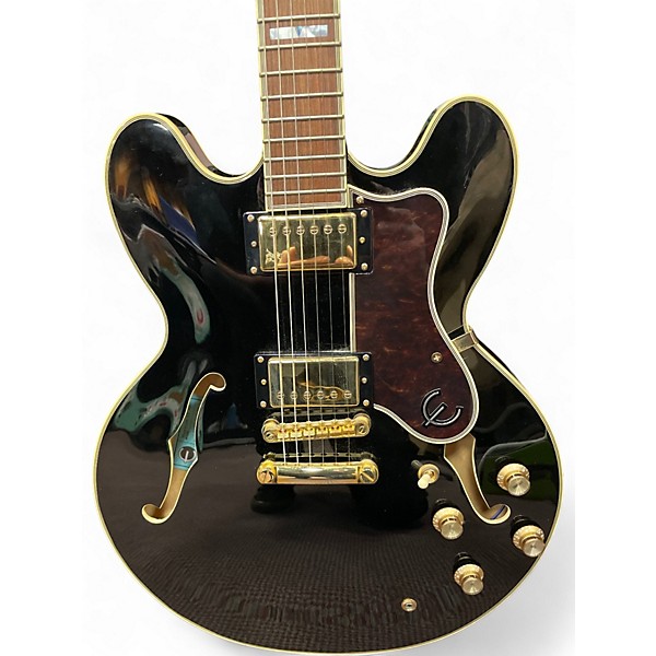 Used Epiphone SHERATON II PRO Black and Gold Hollow Body Electric Guitar