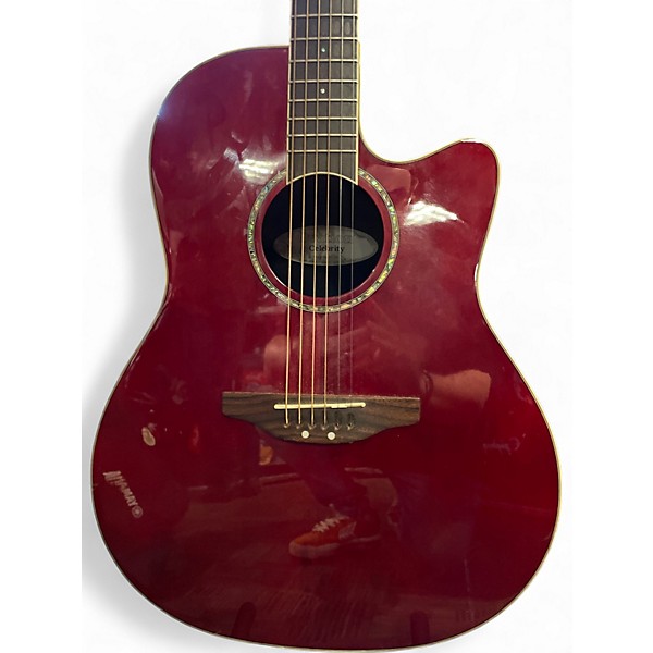 Used Ovation CC24 Celebrity Crimson Red Trans Acoustic Electric Guitar