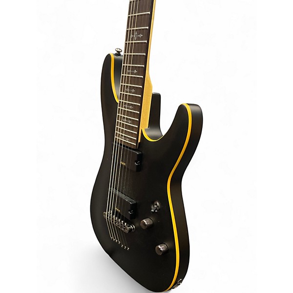 Used Schecter Guitar Research Demon 7 String Flat Black Solid Body Electric Guitar
