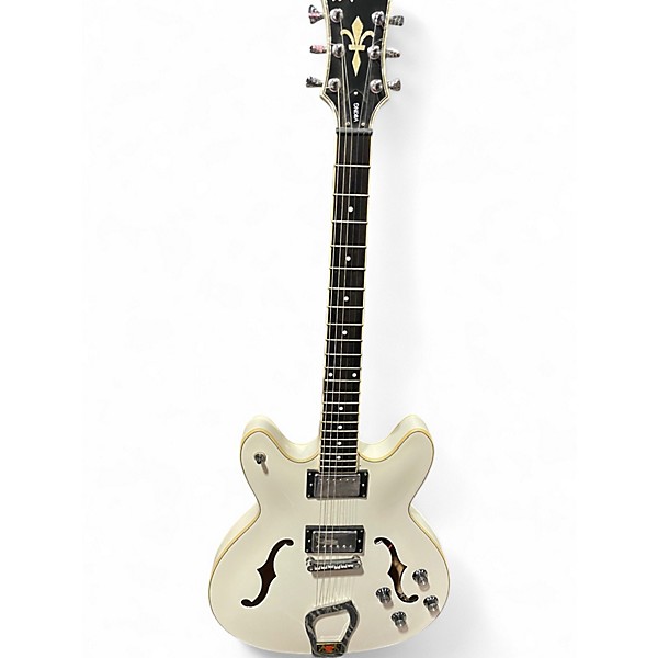 Used Hagstrom Viking Deluxe White Hollow Body Electric Guitar