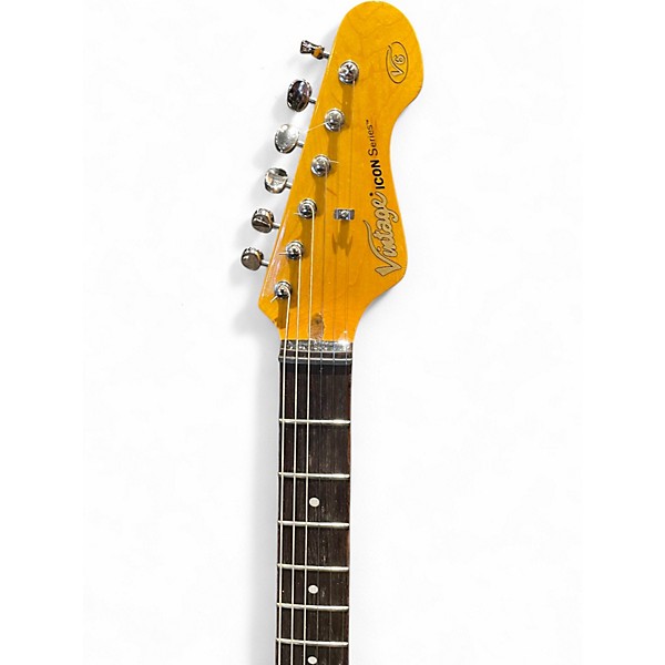 Used Vintage V6 Blue Solid Body Electric Guitar