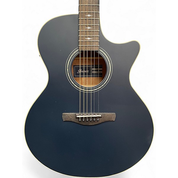 Used Ibanez AE100 Grand Auditorium Dark Tide Blue Flat Acoustic Electric Guitar
