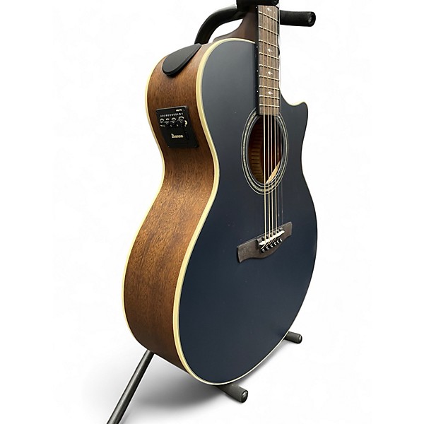Used Ibanez AE100 Grand Auditorium Dark Tide Blue Flat Acoustic Electric Guitar