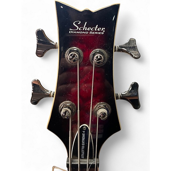Used Schecter Guitar Research Stiletto Elite 4 String Red Electric Bass Guitar