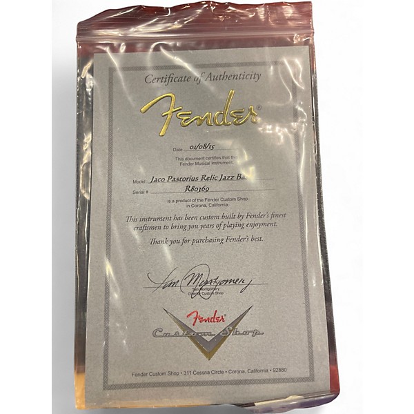 Vintage 2015 Fender Jaco Pastorius Signature Relic Jazz Bass Aged Sunburst Electric Bass Guitar