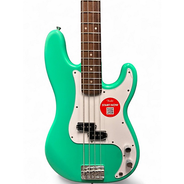 Used Squier Precision Bass Surf Green Electric Bass Guitar