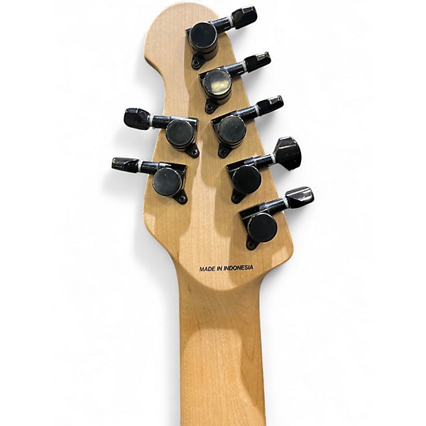 Used Sterling by Music Man John Petrucci JP157 7 String Black Solid Body Electric Guitar