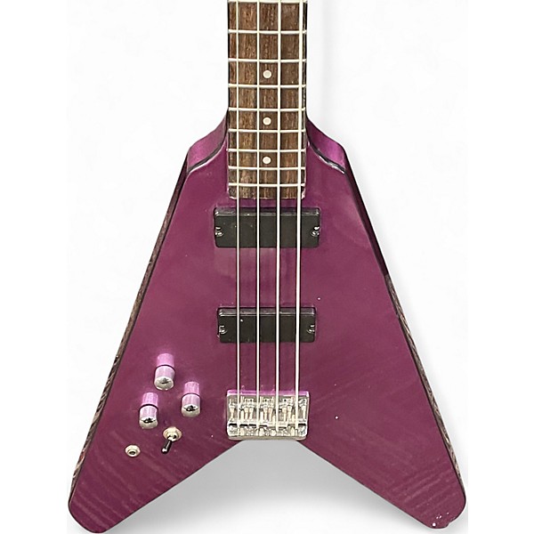 Used HardLuck Kings COBRA V BASS LEFT HANDED Purple Electric Bass Guitar