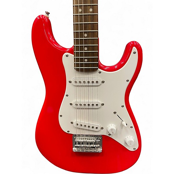 Used Squier Mini Stratocaster Red Solid Body Electric Guitar