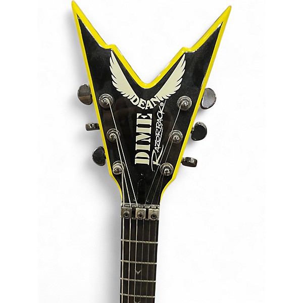 Used Dean Dime Razorback V Black and Yellow Solid Body Electric Guitar