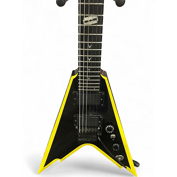 Used Dean Dime Razorback V Black and Yellow Solid Body Electric Guitar