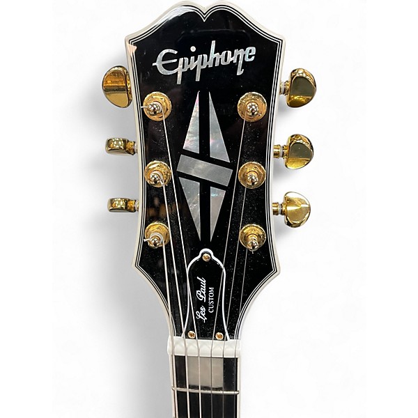 Used Epiphone Les Paul Custom Blackback Antique Ivory Solid Body Electric Guitar