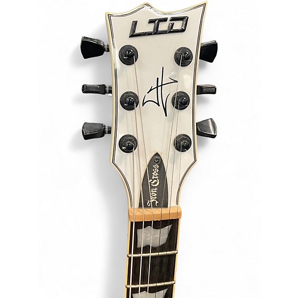 Used Ltd LTD James Hetfield Signature Iron Cross Black and White Solid Body Electric Guitar