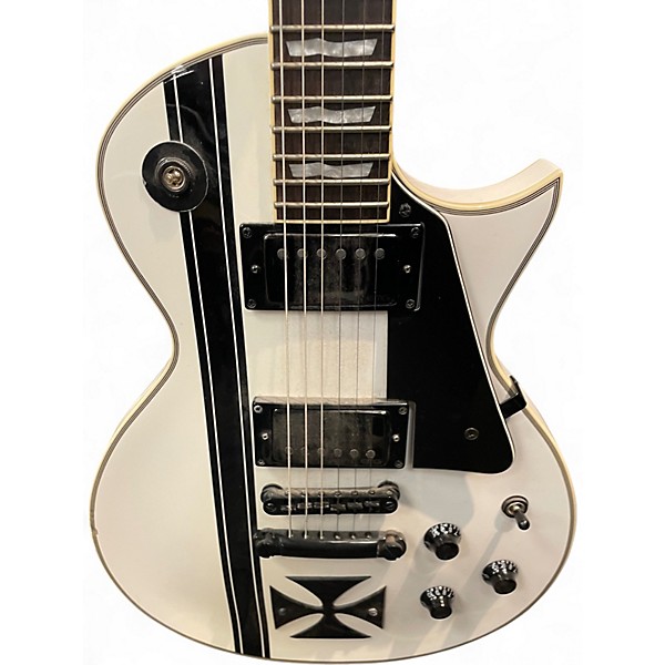 Used Ltd LTD James Hetfield Signature Iron Cross Black and White Solid Body Electric Guitar