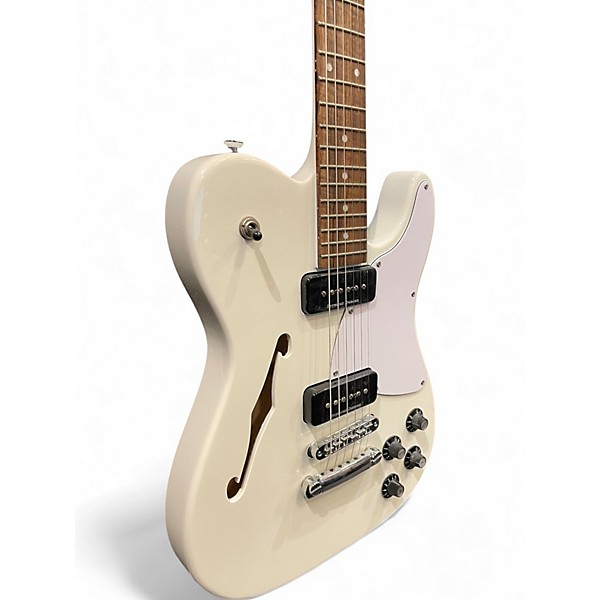 Used Fender JA90 Jim Adkins Thinline Telecaster Arctic White Hollow Body Electric Guitar