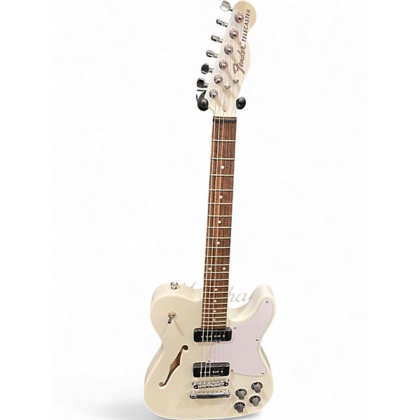 Used Fender JA90 Jim Adkins Thinline Telecaster Arctic White Hollow Body Electric Guitar